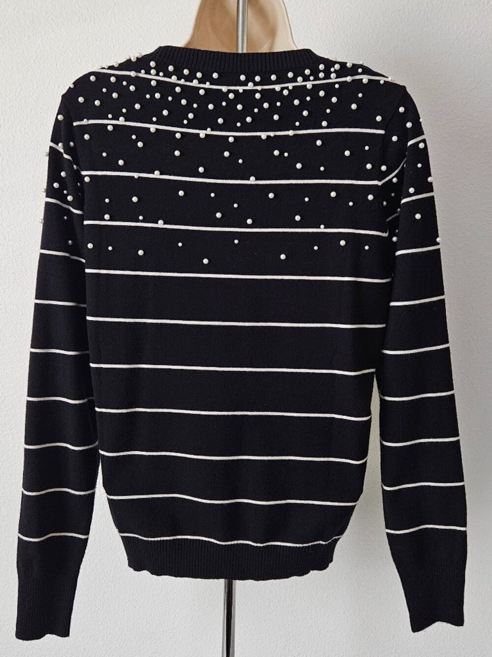 Gibsonlook Pearl Embellished Long Sleeve Striped Sweater - Picture 6 of 9